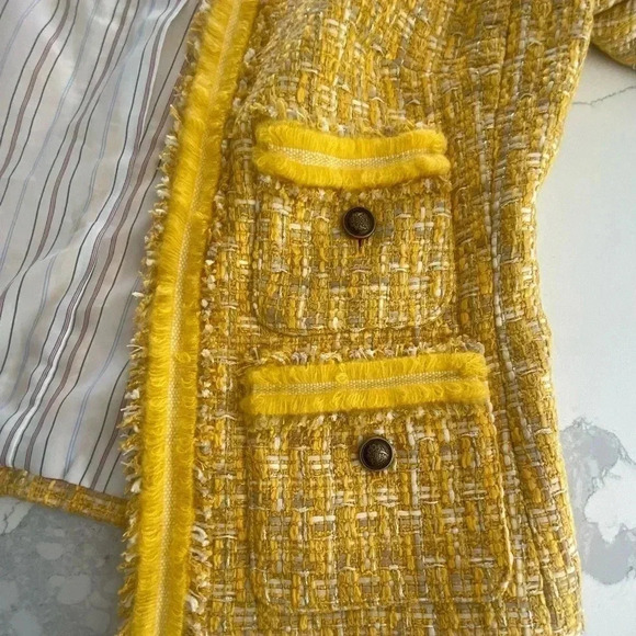Talbots Classic Lined Butter Yellow Tweed Career Blazer Jacket Women's Small EUC - Picture 10 of 16